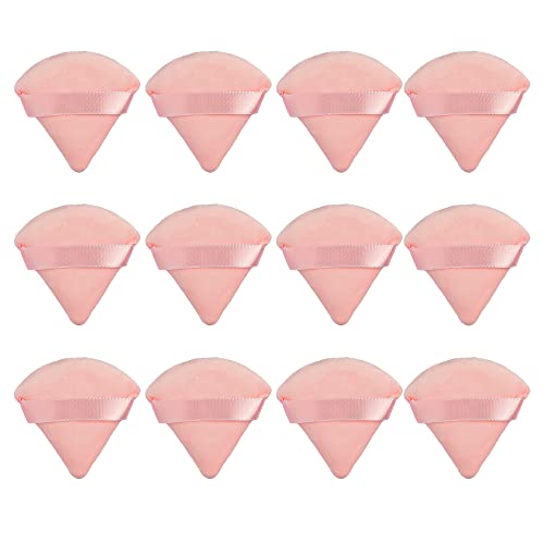 MOTZU 12 Pieces Pure Cotton Powder Puff, Made of Cotton Velour in Triangle We...