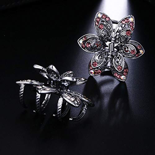 MOTZU 9 Pack Mini Jaw Clips, 1.5 inch Metal Crystal Hair Claws, Non-Slip Flow...