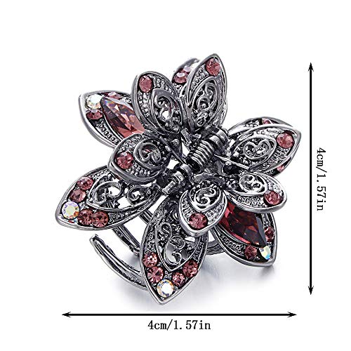 MOTZU 9 Pack Mini Jaw Clips, 1.5 inch Metal Crystal Hair Claws, Non-Slip Flow...