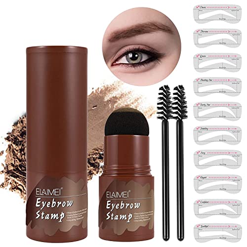 One Step Eyebrow Stamp and Professional Eyebrow Stencil Kit, with 10 Reusable...