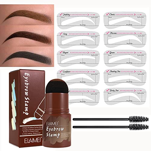 One Step Eyebrow Stamp and Professional Eyebrow Stencil Kit, with 10 Reusable...