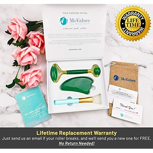 Original Jade Roller & Gua Sha Facial Tools, Jade Roller for Face - Face Roll...