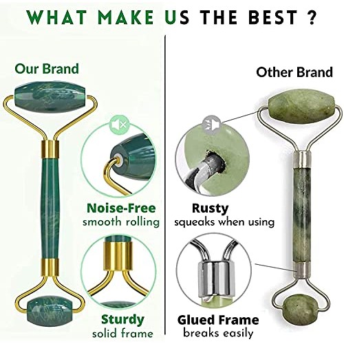 Original Jade Roller & Gua Sha Facial Tools, Jade Roller for Face - Face Roll...