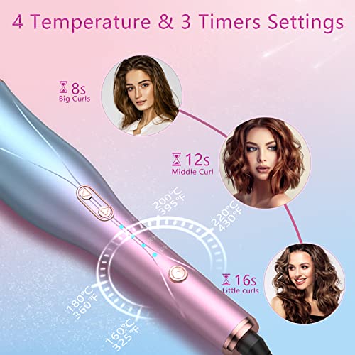 Auto Hair Curler, Automatic Curling Iron Wand with 4 Temp Up to 425℉& Timer &...