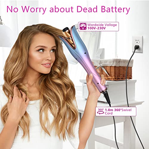 Auto Hair Curler, Automatic Curling Iron Wand with 4 Temp Up to 425℉& Timer &...