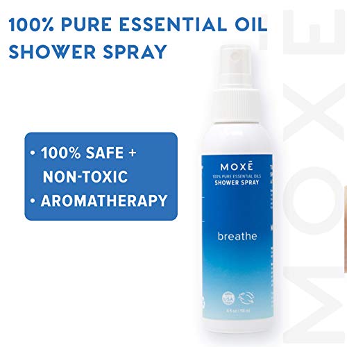 MOXĒ Breathe in-Shower Aromatherapy Mist, 4 Ounces, 100% Essential Oils Sinus...