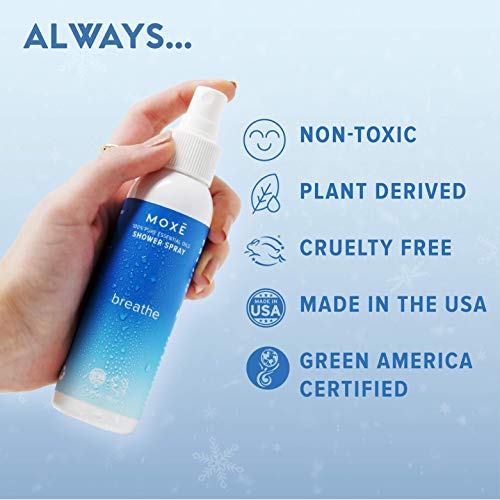 MOXĒ Breathe in-Shower Aromatherapy Mist, 4 Ounces, 100% Essential Oils Sinus...