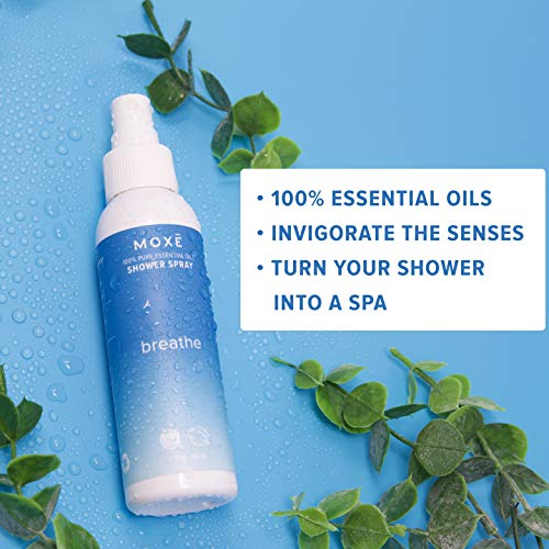 MOXĒ Breathe in-Shower Aromatherapy Mist, 4 Ounces, 100% Essential Oils Sinus...