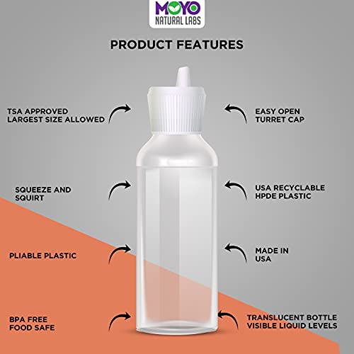 MoYo Natural Labs 2 oz Squirt Bottles, Squeezable Empty Travel Containers, BP...