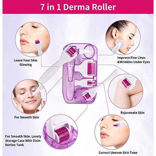 7 in 1 Derma Roller Microneedling Kit - Microneedle Roller For Home Skincare,...