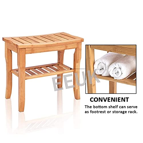 MQSS Bamboo Shower Bench Waterproof, Teak Shower Seats and Benches Waterproof...
