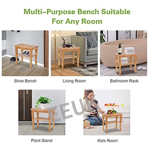 MQSS Bamboo Shower Bench Waterproof, Teak Shower Seats and Benches Waterproof...