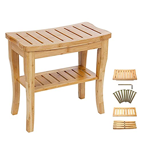 MQSS Bamboo Shower Bench Waterproof, Teak Shower Seats and Benches Waterproof...