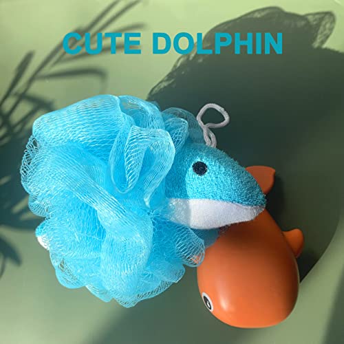 Loofah Exfoliating Shower Stuffed Sponge Pouf Mesh Brush with Animal Toys - B...