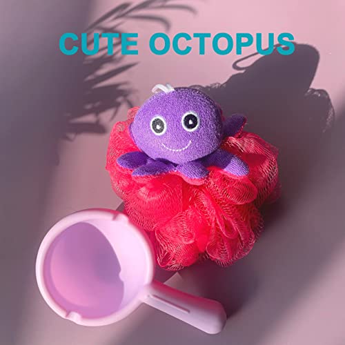 Loofah Exfoliating Shower Stuffed Sponge Pouf Mesh Brush with Animal Toys - B...