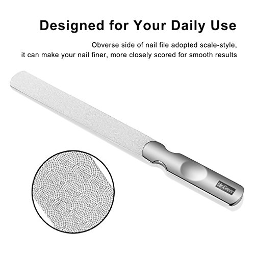 Stainless Steel Nail File with Anti-Slip Handle and Leather Case, Double Side...