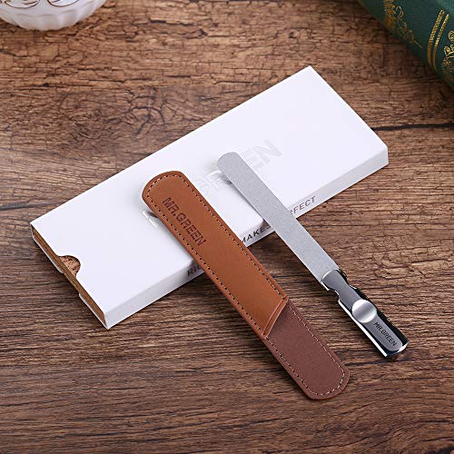 Stainless Steel Nail File with Anti-Slip Handle and Leather Case, Double Side...