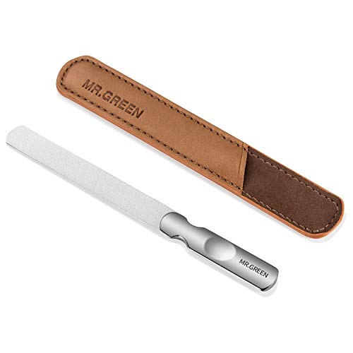 Stainless Steel Nail File with Anti-Slip Handle and Leather Case, Double Side...