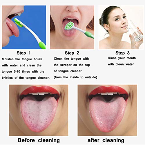 Tongue Brush, Tongue Scraper, Tongue Cleaner Helps Fight Bad Breath, 4 Tongue...