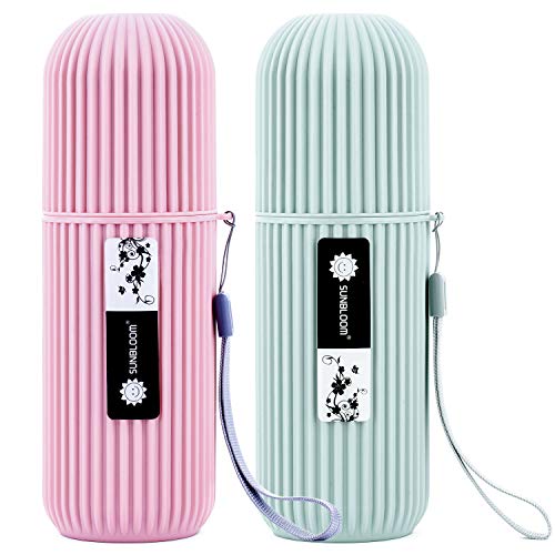 Travel Toothbrush Containers (Grey and Pink)