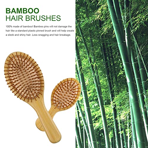 Hair Brush and Comb-4 Piece Set, Natural Bamboo Wood Paddle Detangling Hairbr...