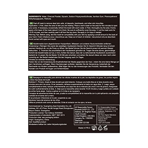 Peel Off Face Mask, Charcoal Peel Off Black Mask, Deep Cleansing Facial Mask,...
