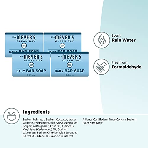 Mrs. Meyer's Clean Day Bar Soap, Use as Body Wash or Hand Soap, Cruelty Free ...