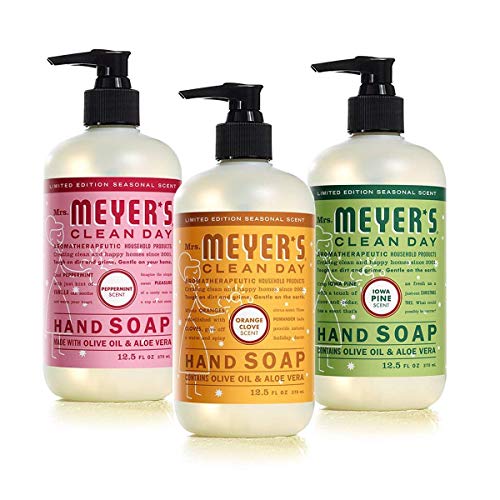 MRS. MEYER'S CLEAN DAY Holiday Hand Soap Bundle (Peppermint, Iowa Pine, and O...