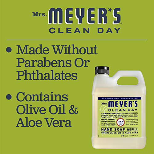 Mrs. Meyer's Clean Day Liquid Hand Soap Refill Bottle, Lemon Verbena Scent, 3...