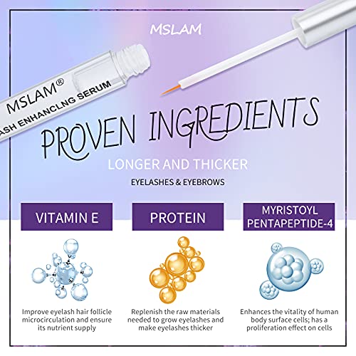 Eyelash Growth Serum & Eyebrow Enhancer Lash Serum by MSLAM Boost for Fuller ...