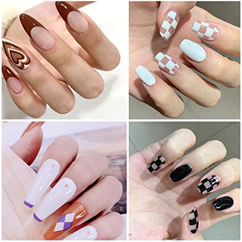 British Style Checkerboard Nail Art Stickers Rhombus Line Heart Nail 3D Geome...