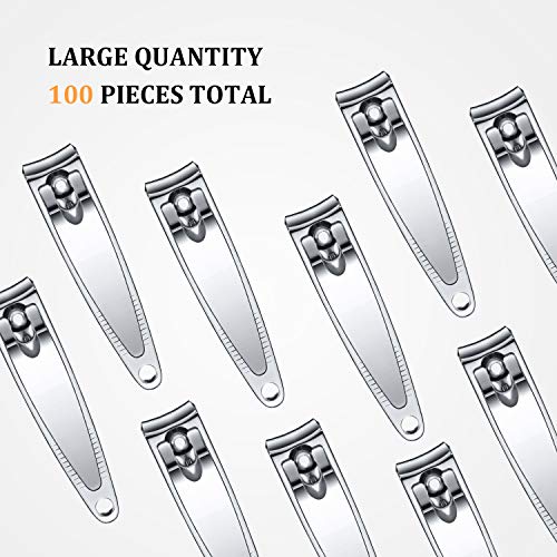 100 Pieces Nail Clippers Flat Toenail Clippers Stainless Steel Fingernails Po...