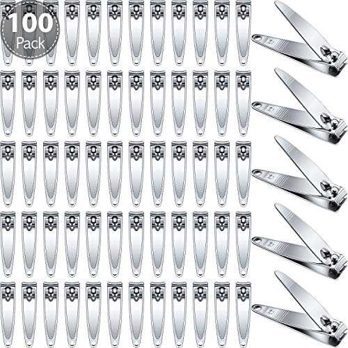 100 Pieces Nail Clippers Flat Toenail Clippers Stainless Steel Fingernails Po...