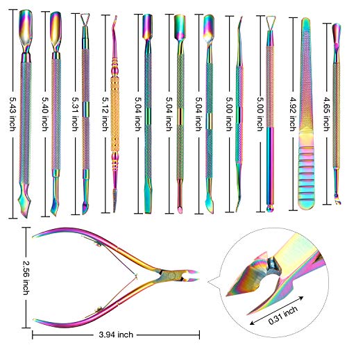 12 Pieces Cuticle Nippers and Ingrown Nail Kit Cuticle Pusher Triangle Nail P...