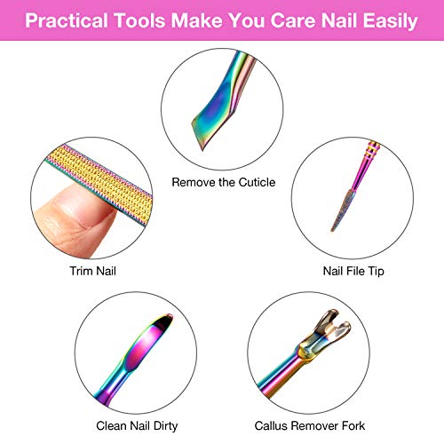 12 Pieces Cuticle Nippers and Ingrown Nail Kit Cuticle Pusher Triangle Nail P...
