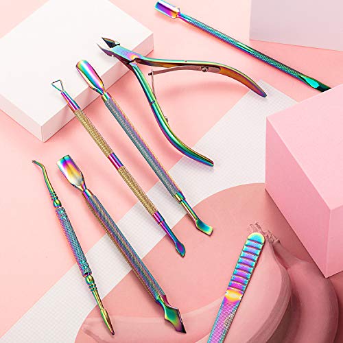 12 Pieces Cuticle Nippers and Ingrown Nail Kit Cuticle Pusher Triangle Nail P...