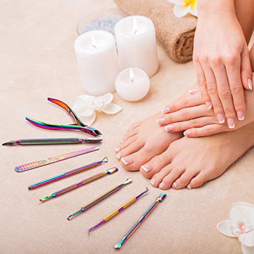 12 Pieces Cuticle Nippers and Ingrown Nail Kit Cuticle Pusher Triangle Nail P...