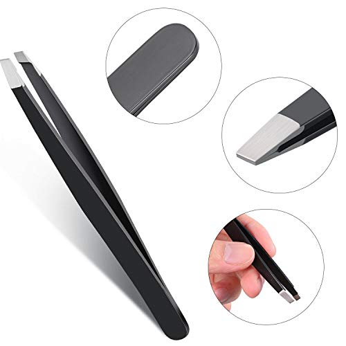 12 Pieces Eyebrow Tweezers Stainless Steel Slant Tip Tweezers Facial Hair Eye...