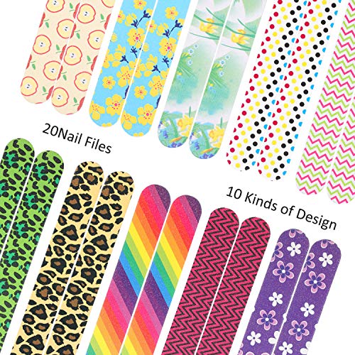 20 Pieces Nail File Emery Boards Nail Buffer File Nail Art Tools for Women Girls