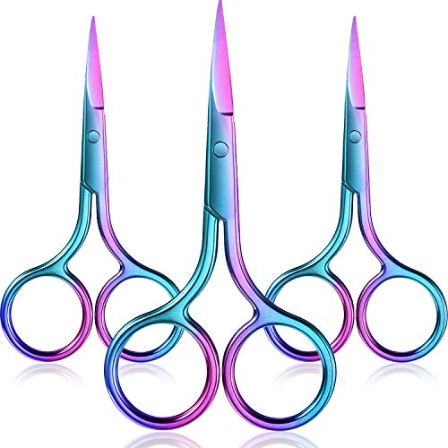 3 Pack Nose Hair Scissors Facial Hair Scissors Small Scissors Stainless Steel...