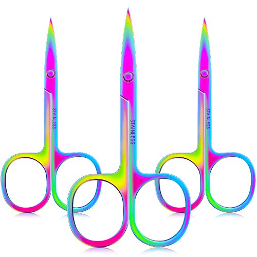 3 Pieces Curved Nail Scissors Stainless Steel Small Nail Scissors Nose Hair S...
