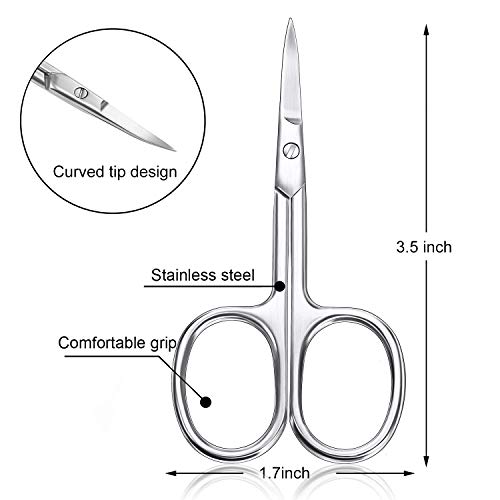 3 Pieces Cuticle Curved Scissors Manicure Scissors Stainless Steel Facial Hai...