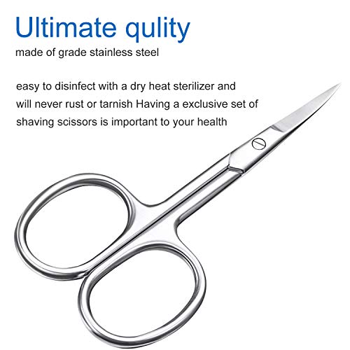 3 Pieces Cuticle Curved Scissors Manicure Scissors Stainless Steel Facial Hai...