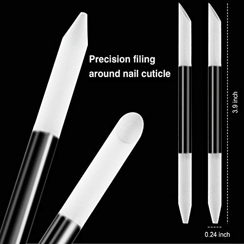 3 Pieces Glass Cuticle Pusher Cuticle Remover Glass Nail File Dual-Ended Mani...