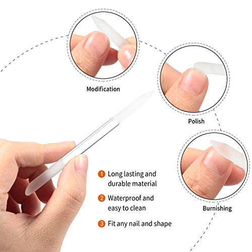 3 Pieces Glass Cuticle Pusher Cuticle Remover Glass Nail File Dual-Ended Mani...