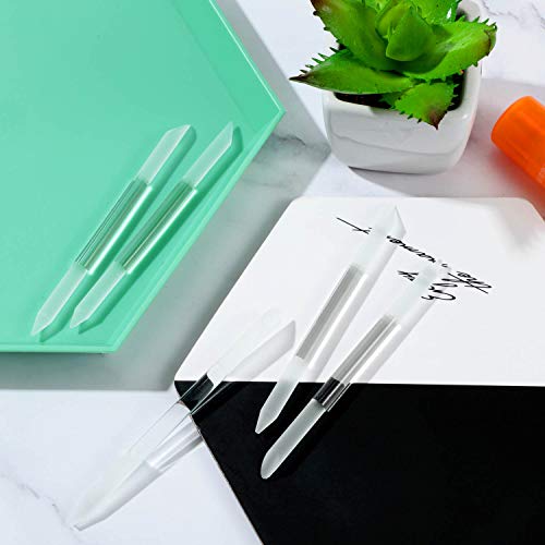 3 Pieces Glass Cuticle Pusher Cuticle Remover Glass Nail File Dual-Ended Mani...