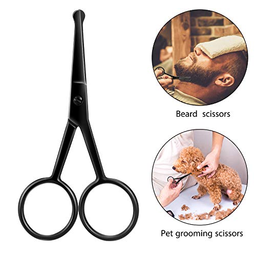 3 Pieces Nose Hair Scissors Rounded Tip Scissors Facial Hair Scissors Stainle...