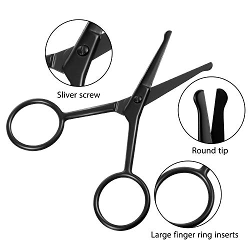 3 Pieces Nose Hair Scissors Rounded Tip Scissors Facial Hair Scissors Stainle...