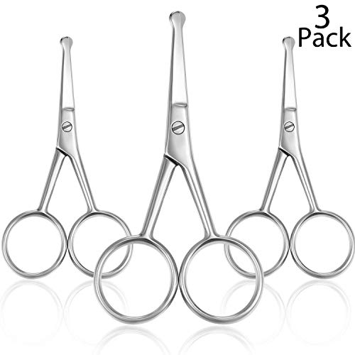 3 Pieces Nose Hair Scissors Rounded Tip Scissors Facial Hair Scissors Stainle...