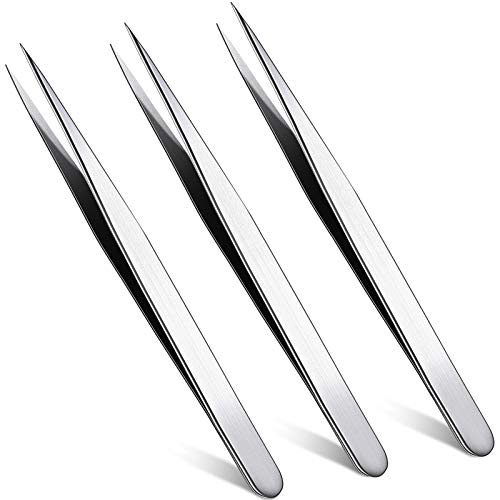 3 Pieces Straight Pointed Tip Tweezers Isolating Tweezers Eyelash Extensions ...